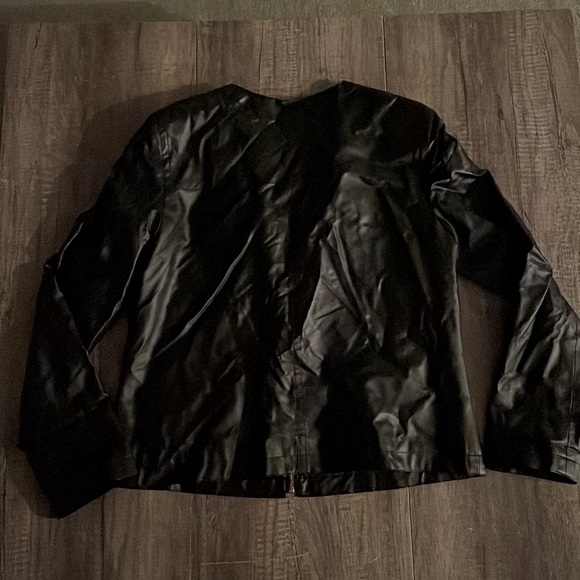 Anne Klein Gray Metallic Leather Blazer Jacket. Medium - Picture 4 of 4